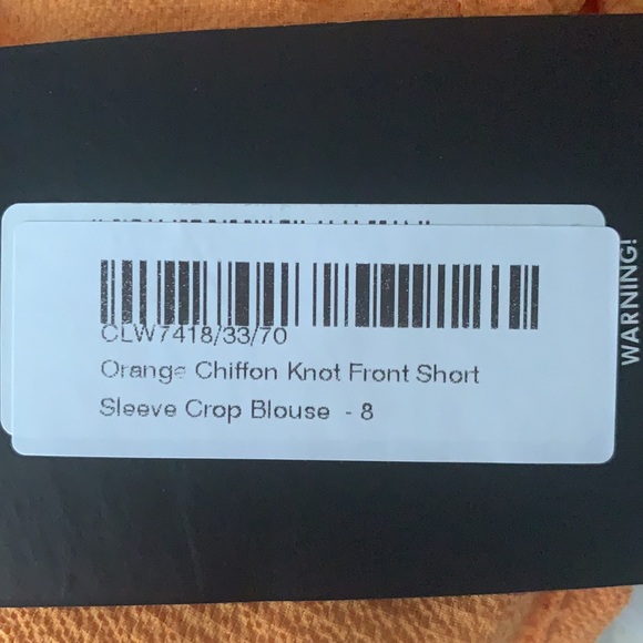 PLT Orange knot front short sleeve crop blouse - Picture 5 of 5